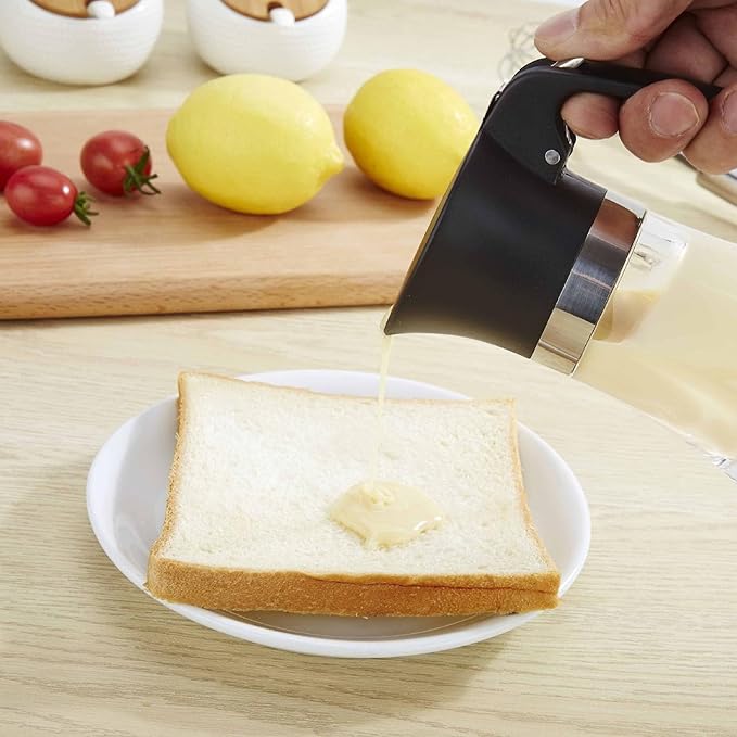 3.38Oz Honey Dispenser, No Drip Honey Jar Maple Syrup Dispenser Easy to Clean Olive Oil Dispenser with Handle Sugar Dispenser for Kitchen Cooking