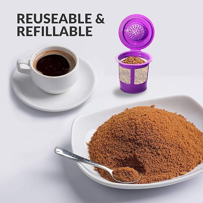 Reusable K Cups for Keurig K-Mini, K Mini Plus, K-Express and K Iced with Adapter by PureHQ - Keurig Mini Plus Refillable Kcups for Mini Keurig (3 Refillable Coffee Pods + Adapter)