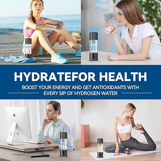 Hydrogen Water Bottle Generator, Portable Rechargeable Ionizer Machine with SPE/PEM Technology, Certified H2 Athletic Hydration, Health Care Gift for Family/Friends/Husband/Wife (Black, 208ml)