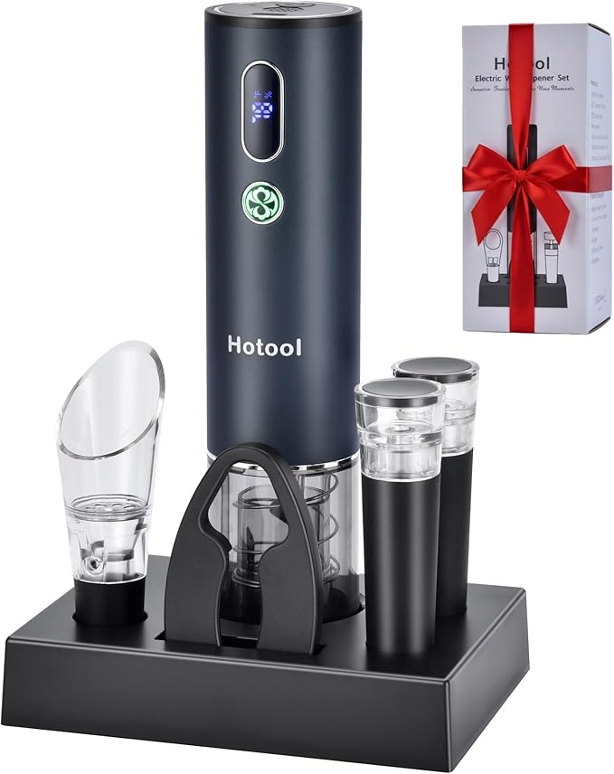 Electric Wine Opener Gift Set -USB Rechargeable Wine Bottle Opener with Foil Cutter, Wine Aerator, Wine Stoppers -Automatic Corkscrew Wine Opener for Easy Cork Removal