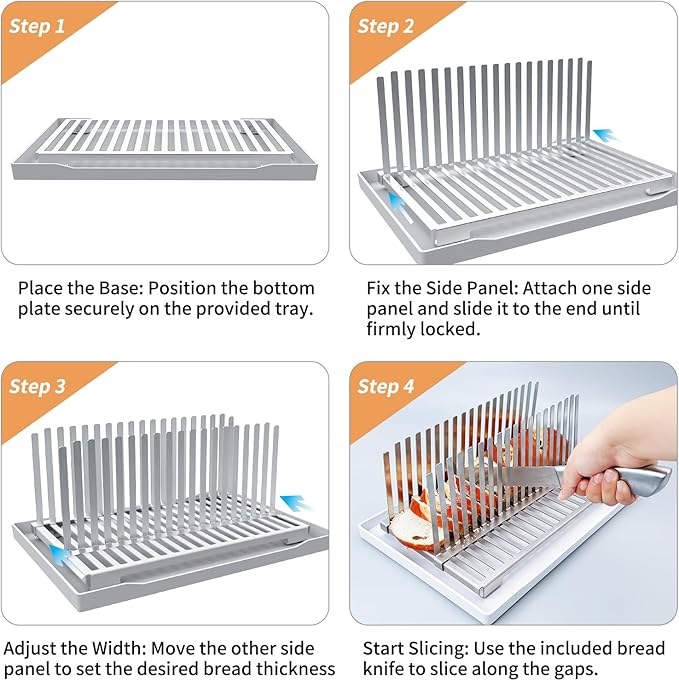 Adjustable Bread Slicer Guide for Homemade Bread with Stainless Steel Material & Blade - Precision Cutting for Home Kitchen, Baking - Ideal for Bread Lovers and Home Cooks