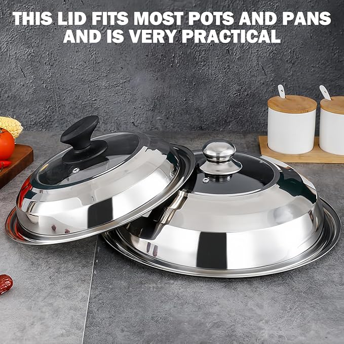 14 Inch Glass Lid with Handle Tempered Glass Replacement Cover Fry Pan Lid Skillet Lid Cooking Lid for Skillets, Round Cast Iron, Cast Aluminium, Stainless Steel Pans（36cm）