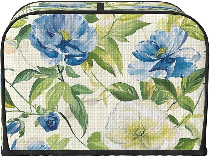 Pastoral Charm Flowers Covers for 4 Slice Toasters,Cute Country Bread Machine Cover with Handle,Washable Stain Resistant Kitchen Small Appliance Cover Dining Decor