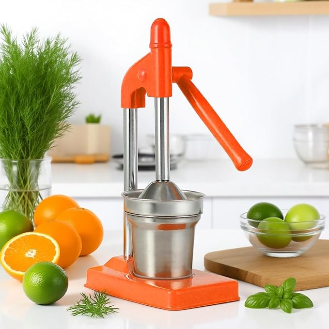 Cast Iron Hand Juicer, Manual Citrus Press, Heavy Duty Lime Lemon Orange Juicer for Fresh Juice, Easy Clean