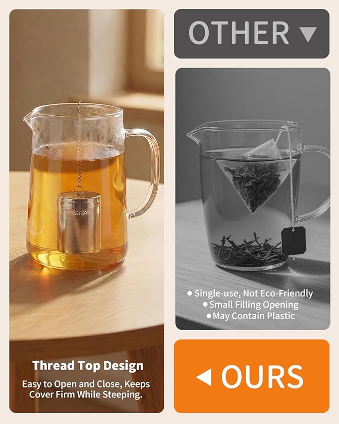Tea Infusers for Loose Leaf Tea, Extra Fine Mesh Tea Strainer, Updated Slim Threaded Lid 304 Stainless Steel Tea Steeper with Drip Tray for Tea, Spices & Seasonings