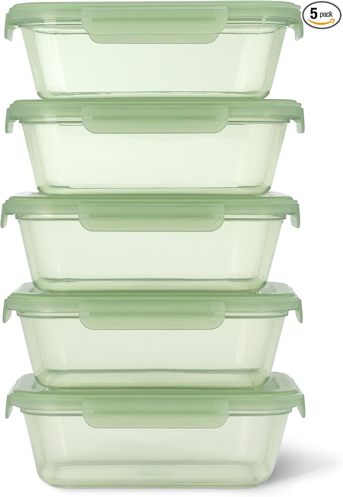 Ello Snap & Nest 10-Piece 4.5 Cup Plastic Meal Prep Set, Reusable Food Containers for Healthy Eating, Freezer, Dishwasher Safe, Sage