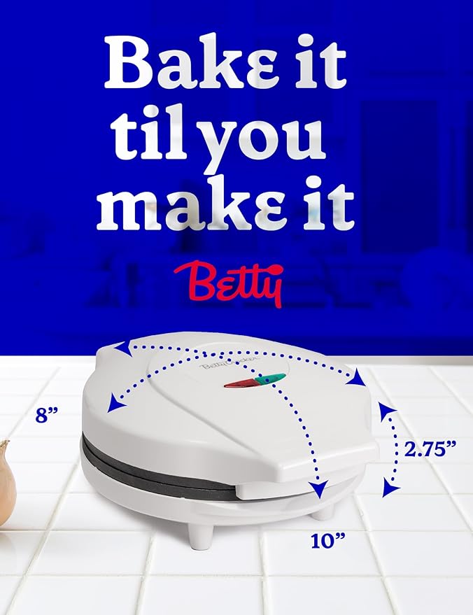 Betty Crocker 8" Travel Pizza Maker Plus, Indoor Electric Grill With Insulated Travel Bag, Nonstick Pan for Pizzas, Quesadillas, Nachos and more, Personal Pizza Machine for Delicious Meals, White