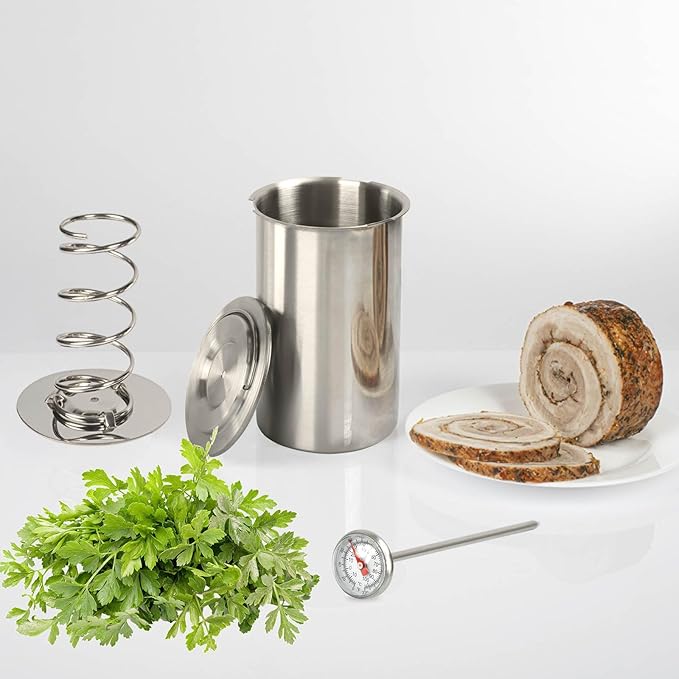 Ham Maker Meat Press Stainless Steel Deli Meat Press for Making Homemade Lunchmeat Maker, Ham Maker with Thermometer, Sandwich Lunchmeat Pressure Ham Cooker