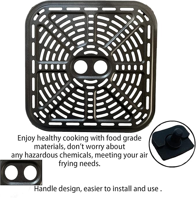 6.8QT Square Air Fryer Crisper Plate for COSORI Pro III Dual Blaze Air Fryers, Upgraded Air Fryer Grill Pan Plate Crisper Tray Griller Rack Grate Grid Insert Pan for 6.8QT COSORI Air Fryer