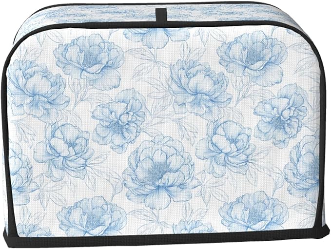 Toaster Cover 2 Slice Flower Pastel Blue Floral Kitchen Small Appliance Covers with Pockets Dust and Fingerprint Protection