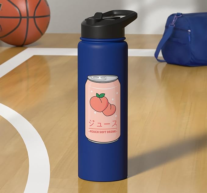 Kawaii Soft Drink Aesthetics Japanese Peach Juice Stainless Steel Insulated Water Bottle