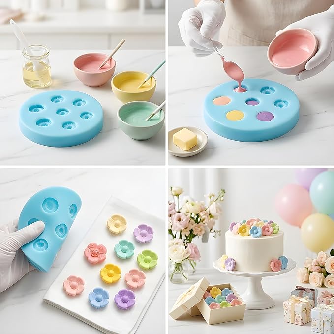 Flower Fondant Molds Plum Blossom Cake Decoration Silicone Mold for Cupcake Topper Chocolate Candy Gum Paste Polymer Clay