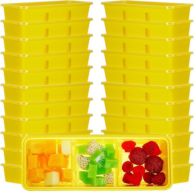 Hushee 10 Pack 17 oz Small Meal Prep Containers with 3 Compartments Snack Containers with Lid Disposable Plastic Bento Box Travel Lunch Food Boxes Stackable for Office Picnic (Yellow)