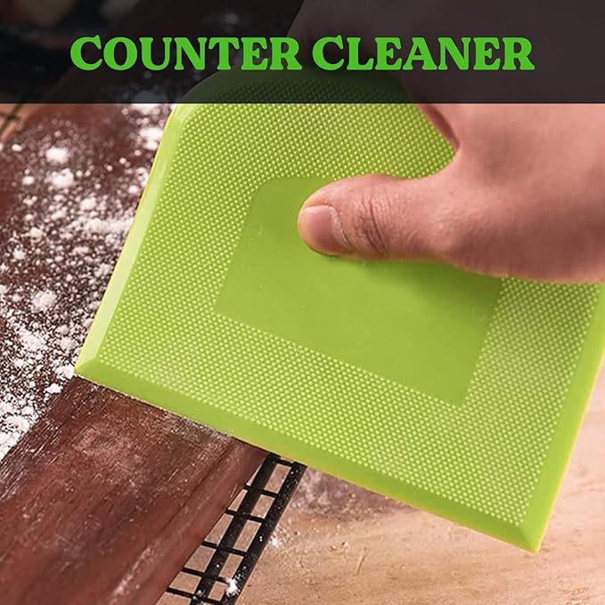 SURDOCA Dough Scraper Bench Scraper - 3P 11.8x7.3" Plastic Flexible Bowl Scraper, Sharp Edge & Angles Cake Scraper. Non-Slip Bakeware Decorating Tools Sculpting & Modeling Tools - Pink+Blue+Green