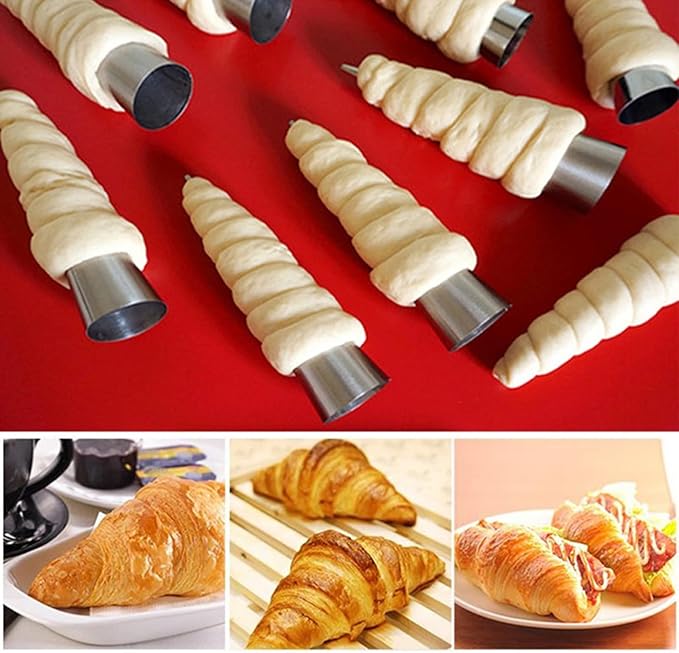 30 PCS Non-Stick Stainless Steel Cream Horn Molds - Large, 5" Big Size for DIY Cooking Danish Pastry, Lady Lock, Croissant, Ice Cream Egg Roll