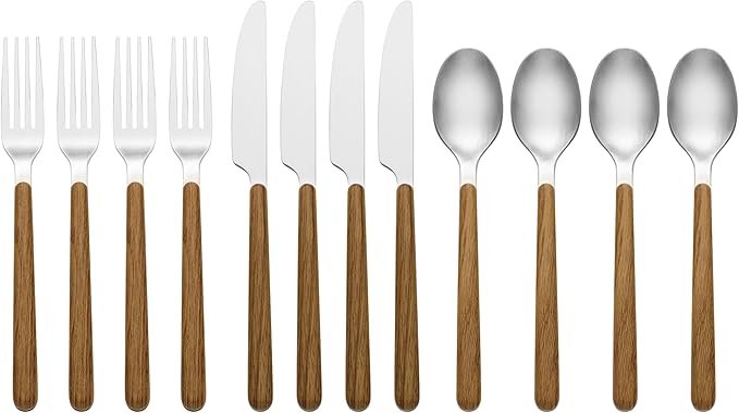 Oneida 898350 24/7 Outdoor Living 12-Piece Flatware Set, Mirror/Faux Wood
