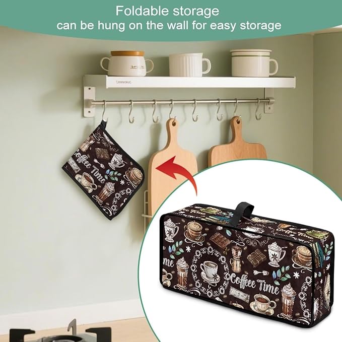 Coffee Toaster Cover 2 Slice Long Slot Toaster Covers 2 Slice, Easy to Fold and Carry Machine Washable Thin Small Appliance Covers for Kitchen