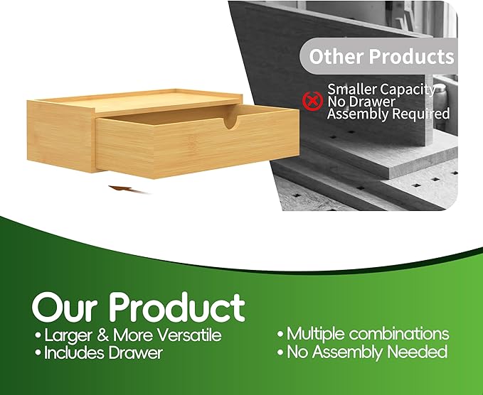 Bamboo Tea Organizer – Stackable Collection (1Drawer)