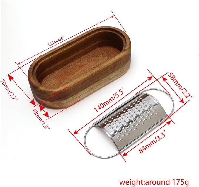 Cheese Grater - Stainless Steel With Wood Container, Hand Mini Shredder Zester Box for Kitchen