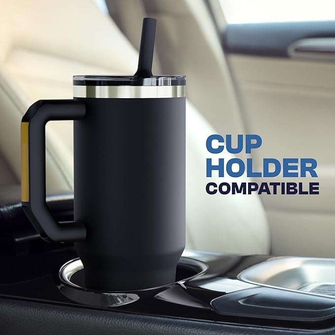 Thicc Buddy - 40 oz Stainless Steel Vacuum Insulated Tumbler with Lid and Straw for Water - Travel Mug Cupholder Friendly - Gifts for Women Men Him Her (Blossom)