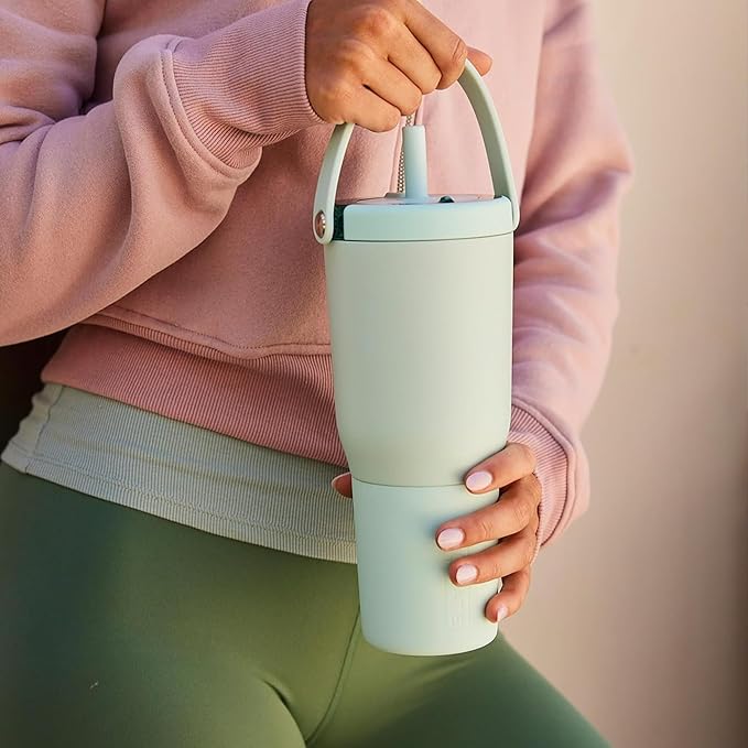 BrüMate Resa 35oz 100% Leakproof Travel Tumbler with Handle & Straw | Flexible SoftSip Straw | Silicone Sleeve for Durability | Stainless Steel | Cup Holder Travel Friendly Water Bottle (Violet Crush)