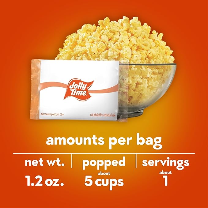 Jolly Time Healthy Pop Microwave Popcorn, 1.2oz Personal Bag, 10 Bags Per Carton (Healthy Pop 100's - Butter & Sea Salt,1.2 Ounce (Pack of 60))