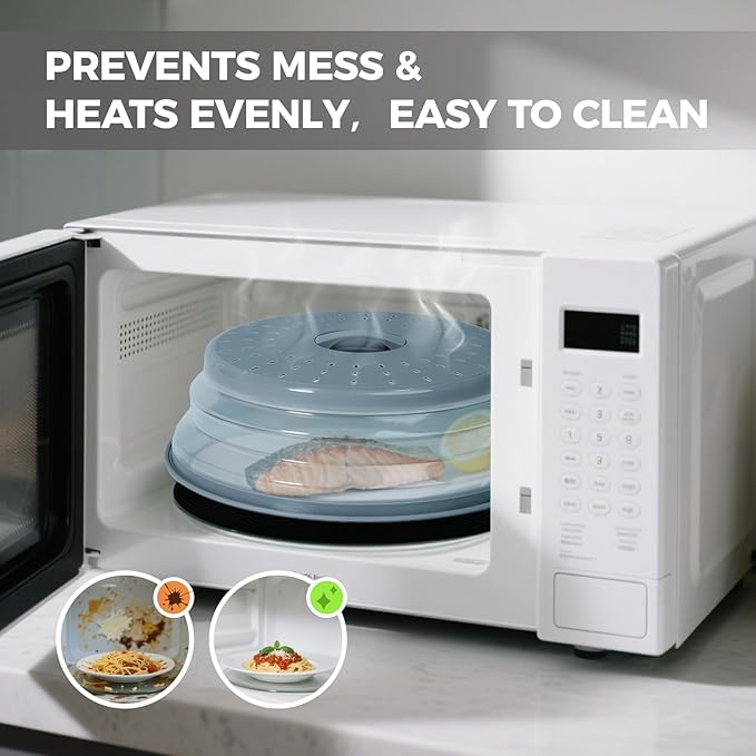 12" Large Microwave Splatter Cover & Silicone Mat, Foldable Food Cover and Raised Handle, BPA-Free Splatter Guard Lid, Multi-Purpose Heat-Resistant Mat for Pots,and Kitchen