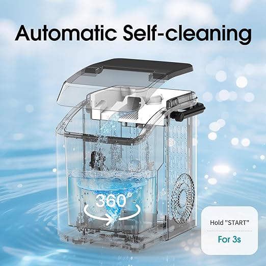 VECYS Nugget Ice Maker, 34LBS/Day Countertop Ice Machine, Self-Cleaning Portable Pellet Ice Maker, Chewable Sonic Ice for Home, Office, Bar