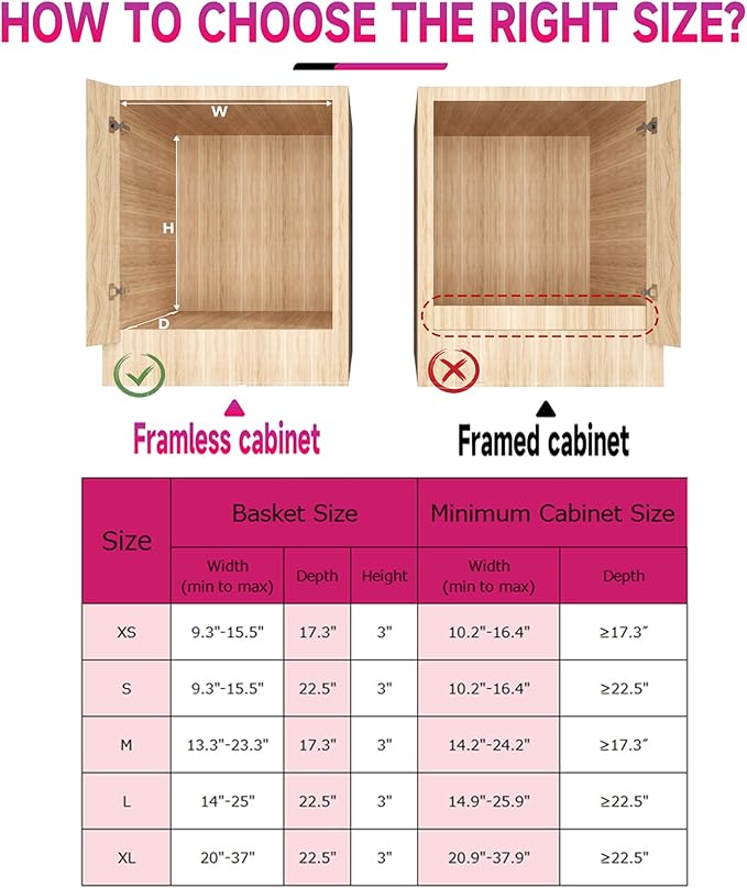 SUZLON Pull Out Cabinet Organizer, Expandable(20.9"~37.9") Cabinet Drawers Slide Out, Adjustable Width Roll 0ut Shelf Cabinet Organizer for Kitchen Base Cabinet Organization (X-Large, 2Pack)