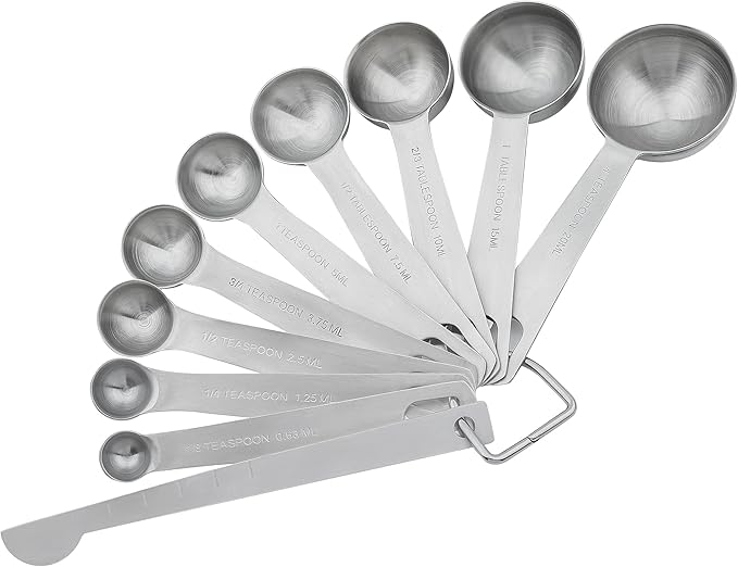 Smithcraft Measuring Cups and Spoons Set 18, Metric&US 18/8 Stainless Steel Measuring Cups and Spoons for Kitchen &Baking, Metal Measue Cup and Spoon for Dry&Liquid, 8 Measure Cups&9 Spoons w/Leveler