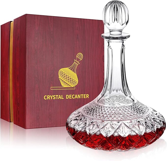 50oz Wine Decanter Crystal Bottle for Wine with Stopper- Top Red Wine Decanter Carafe Bottle with Luxury Box .Elegant Gift for Men/Women