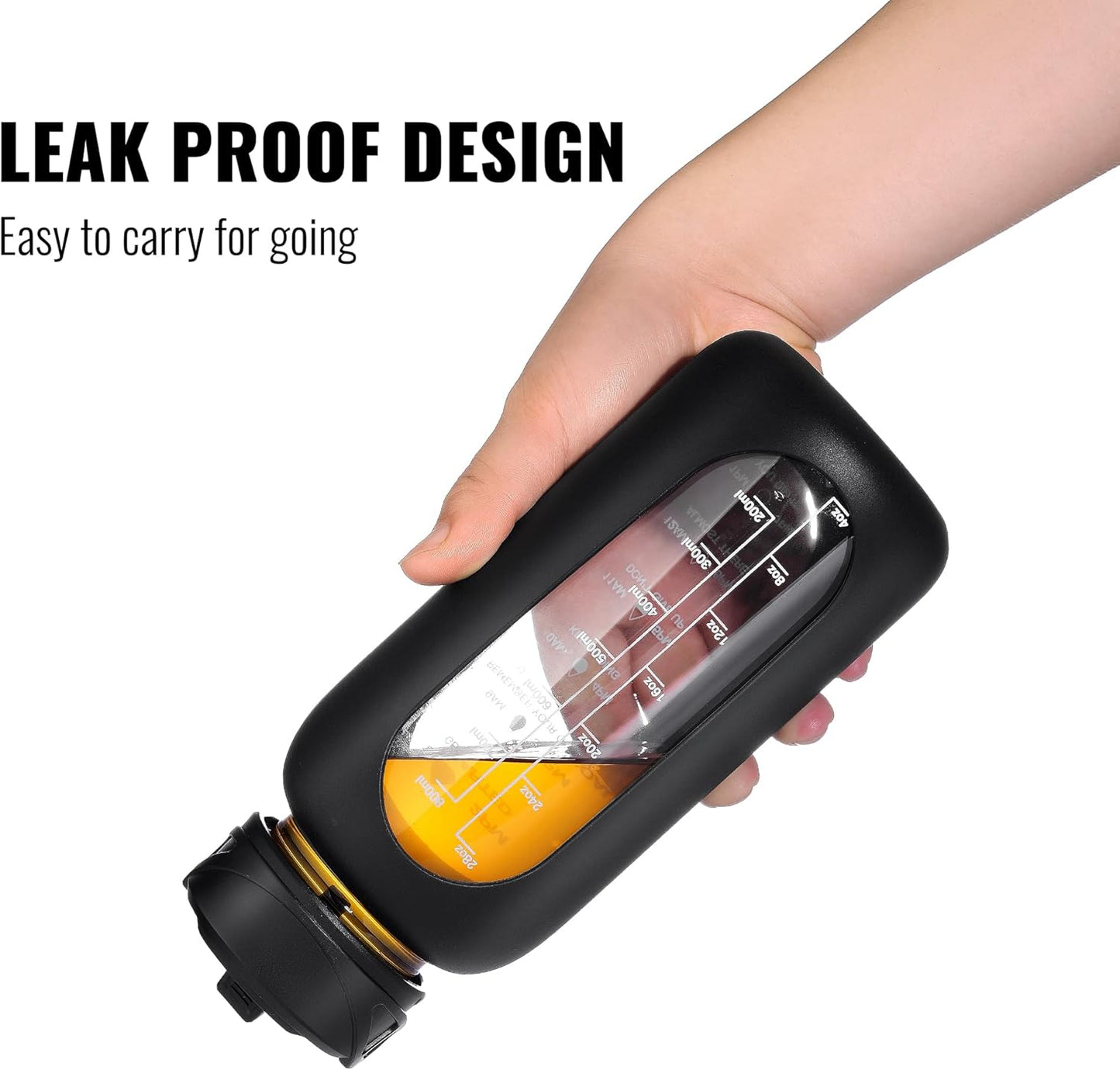 CIVAGO 32 oz Glass Water Bottle with Straw and Handle, Large Sports Motivational Water Bottle Flask with Time Marker and 2 Lids, Leakproof Water Jug Canteen with Silicone Sleeve for Gym,Red
