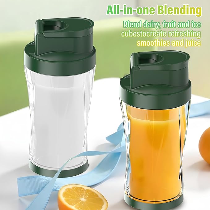 Portable Blender, 360W Personal Blender for Shakes and Smoothies for Kitchen, 24 Oz BPA Free Traveling Juicer Cup and Lid with 6 Blades, Self Cleaning Portable Juicer for Kitchen/Travel/Gym, Green