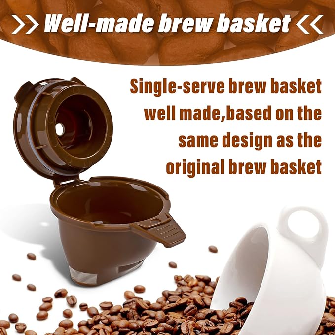 Single Serving Ground Coffee Brew Filter/Holder Basket for Hamilton beach flexbrew replacement parts 49957 49974 49976 49979 49957 49954 49947 49940 49950 49966 49968 Reusable coffee filter Brown (1)