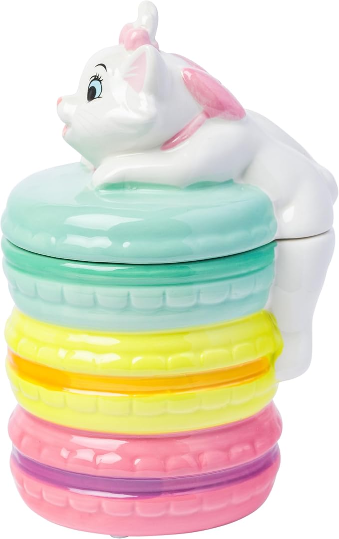 Silver Buffalo Disney The Aristocats Small Sculpted Ceramic Snack Jar Featuring Marie, 4” x 4.85” x 7.3”