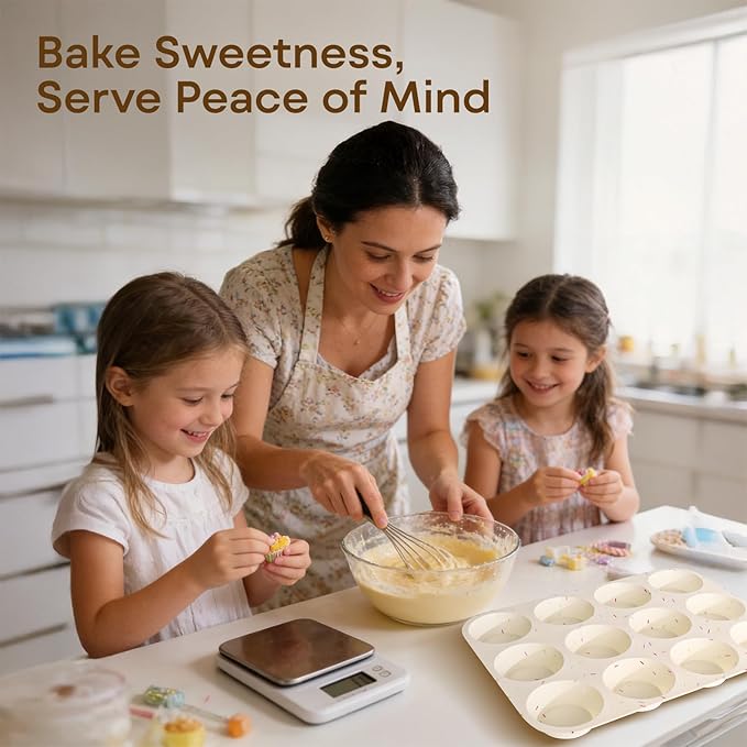 Silicone Muffin Pans for Baking Nonstick 2 Pcs, 12 Cup Regular Cupcake Pan, Food-Grade Silicone Baking Molds for Cupcakes, Egg Bites, Freezer, White