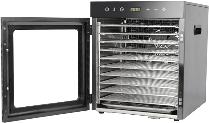 Clivia Food Dehydrator Machine with 10 Stainless Steel Trays,800W Beef Jerky Dehydrator Machine,Food Dryer for Fruits Vegetables Snack Dog Treats,24 Hour Digital Timer 86°-194° Temperature Control