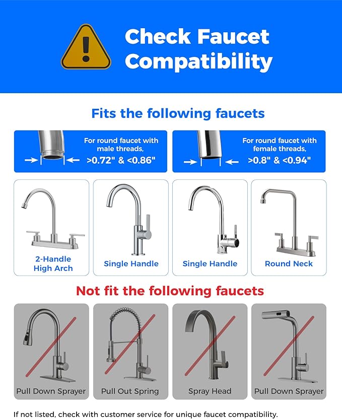 Waterdrop CTF-05 Water Filter for Sink Faucet, Countertop Water Filter System and Filter Life Reminder, Reduces Heavy Metals, Bad Odor, and 99% Chlorine, 8000 Gallons, 2 Filters