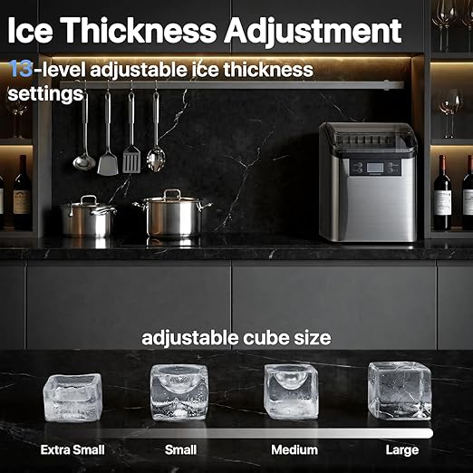 VITESSE Nugget Ice Makers Countertop,44lbs in 24Hrs, 9 Ice Cubes Ready in 6 Mins 9 Sizes,Auto-Cleaning Ice Makers Portable Ice Machine for Home Kitchen Office Party & Large Families