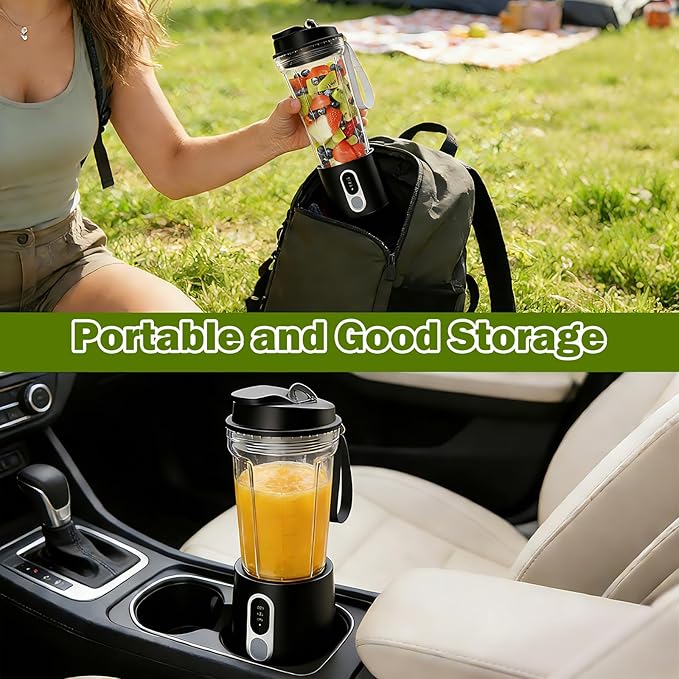 Portable Blender for Smoothies Electric Juicer - Freshly Juices Milk shakes and Baby food Small Portable Blender with 300W Motor Mini Mixer with Extra Lid Suitable for Outdoor Sports Travel