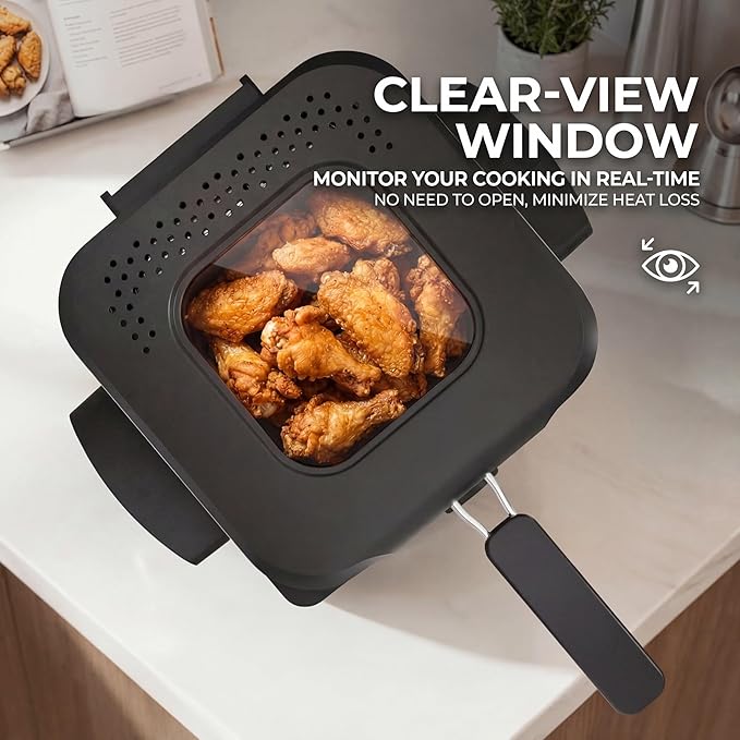 KEINVE Electric Deep Fryer, 1.5 Liters 900W Oil Fryer Perfect for Home Use, Small Deep Fryer with Basket, Cool Touch Sides, Nonstick