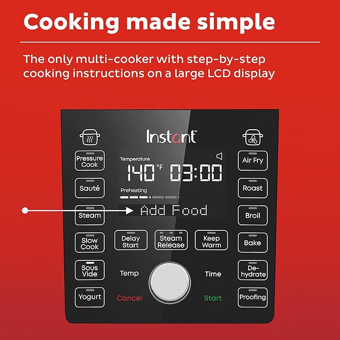 Instant Pot Duo Crisp Ultimate Lid,13-in-1 Air Fryer&Pressure Cooker Combo, Sauté, Slow Cook, Bake, Steam, Warm, Roast, Dehydrate, Sous Vide&Proof, App With Over 800 Recipes,1500 watts,6.5 Quart,Black