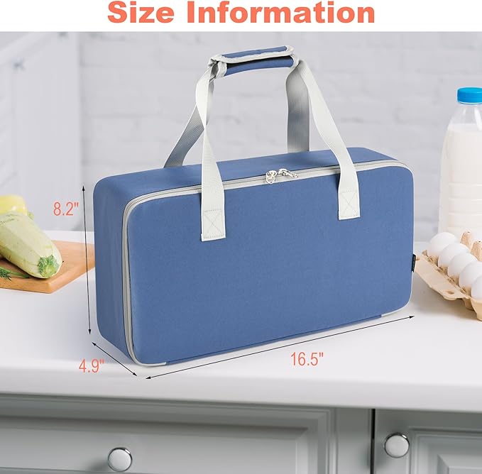 Beautyflier Carrying Bag for Mueller UltraToast 2 Slice Toaster, Portable Carry Case for 10'' Long Slot Bella 2 Slice Toaster, Travel Storage Bag with Hand Strap, Durable and Long-Lasting (Blue)
