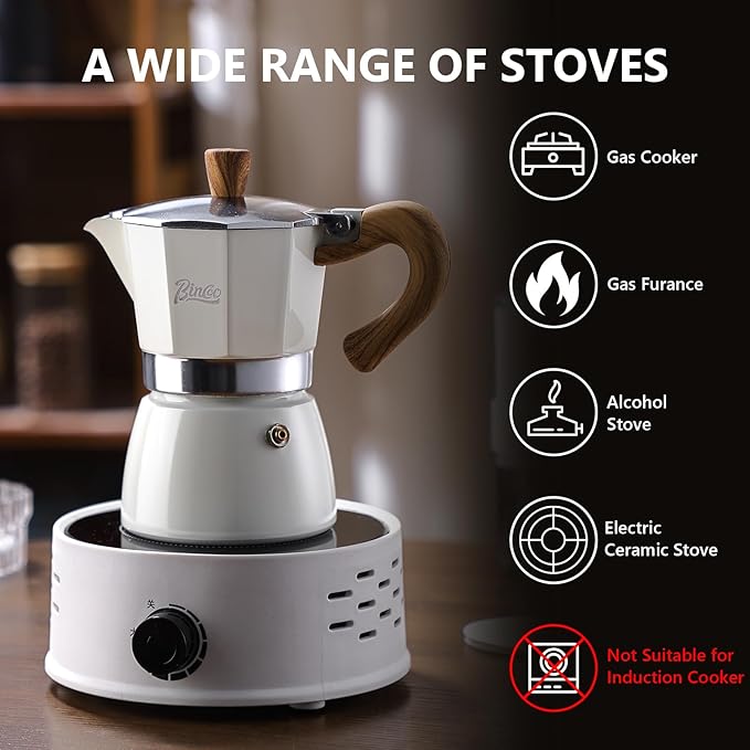 Espresso Maker Stovetop,Camping Moka Pot 2 Cup/120ML,Stove Top Espresso Italian Coffee Maker,Easy to Use (Black)