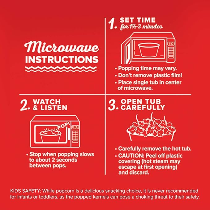 Orville Redenbacher’s Microwave Popcorn + Tub, Movie Theater Butter Flavor, 3g Fiber Per Serving, 3.9 oz. (12 Boxes)