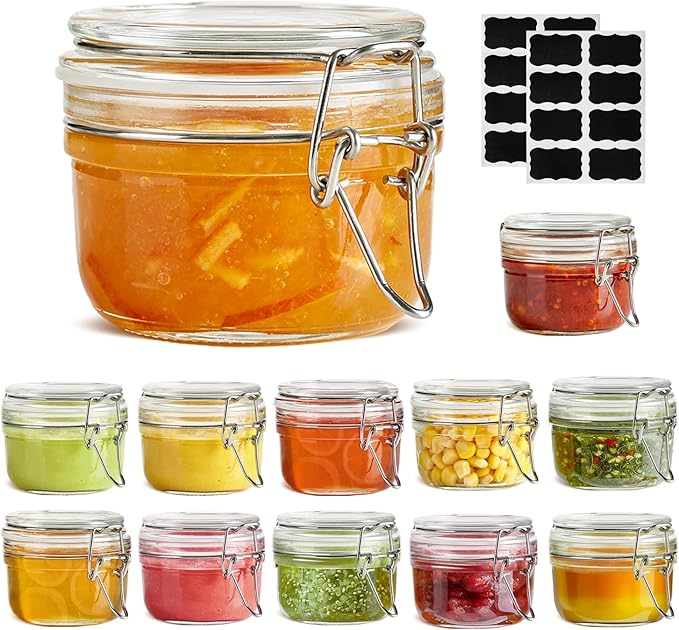 ComSaf 4oz Glass Spice Jars with Airtight Lids (Value Pack of 12), Bulk Mini Mason Jars for DIY Wedding Favors, Spices, Herbs & Crafts, 120ml Small Glass Canisters for Complete Pantry Organization