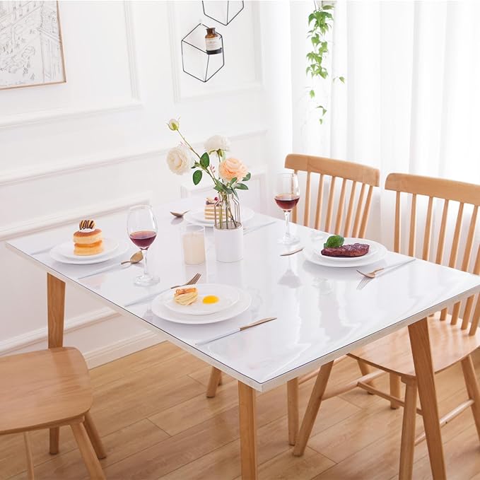 22 x 48 Inch Clear Table Cover Protector, 1.5mm Thick Plastic Waterproof Pad for Dining Room, Kitchen, Office