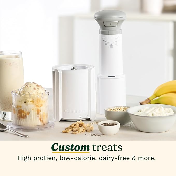 Cuisinart Ice Cream Maker – Cuisinart FastFreeze 5-in-1 Ice Cream, Milkshakes, Slushies, Sorbets and Mix-Ins, Freeze Wand, Two 0.5-Pint Mixing Cups with Lids, Easy to Clean, ICE-FD10