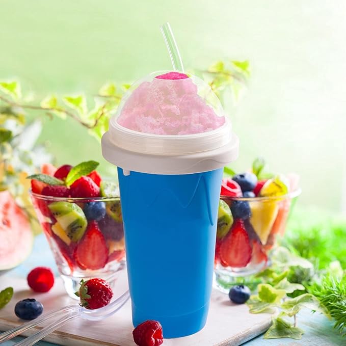 REGNBUE Slushy Maker Cup, Quick Frozen Magic Squeeze Cup for Juice Milk Yogurt Ice Cream Make, DIY Smoothie Cooling Cup with Lid & Straw for Kids Friends Family