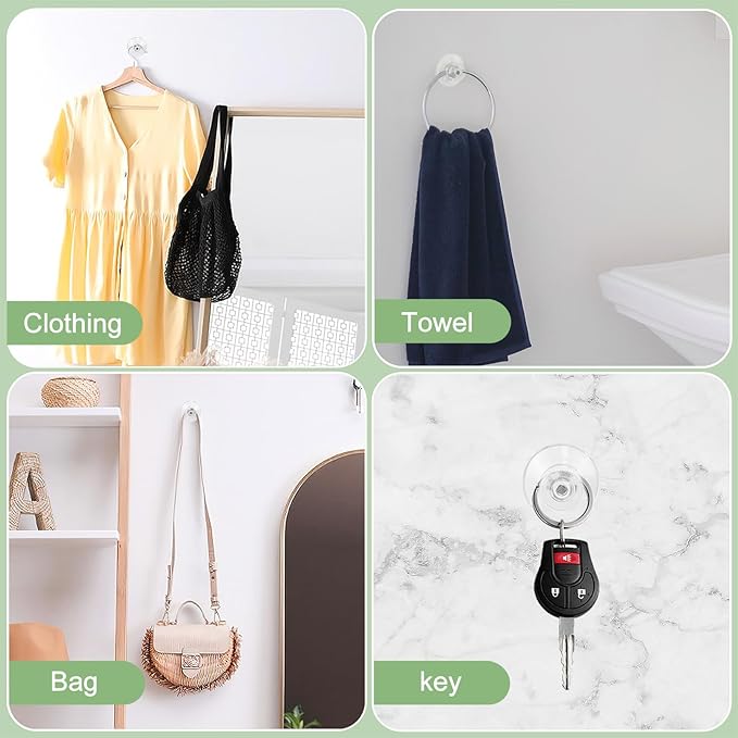 20 pcs Small Suction Cups, Suction Cups with Metal Screw, 1 inch / 25mm Clear PVC Sucker Pad Strong Adhesive Suction Hook Holder for Window Car Glass Shade Cloth Glass Bathroom Wall Door (Metal,PVC)